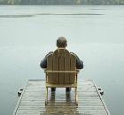 samotność jezioro jesień mężczyzna